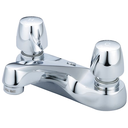 Slow-Close Two Handle Bathroom Faucet, Centerset, Polished Chrome, Style: Commercial